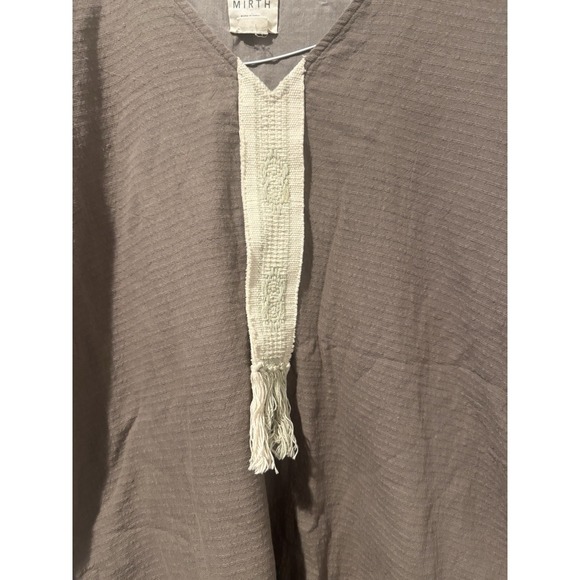 Mirth Women's Brown Cotton Gauze Tunic OS Boho Kaftan Top Earthy Natural India - Picture 2 of 10